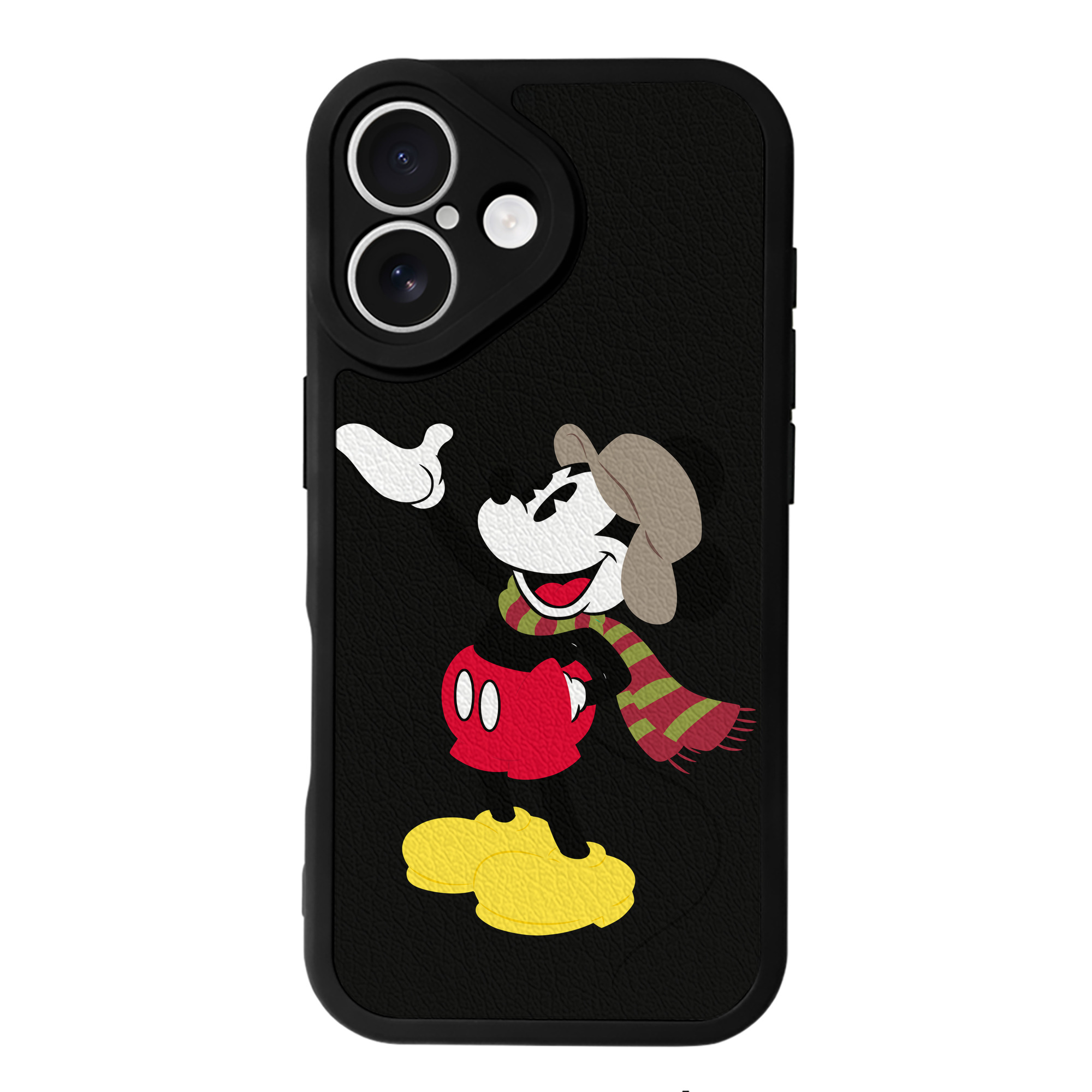 （画像用） ミッキーマウス Mickey Mouse 【iPhone 16シリーズ対応】シリコンスマホケース（レザー調） 材質：シリコン